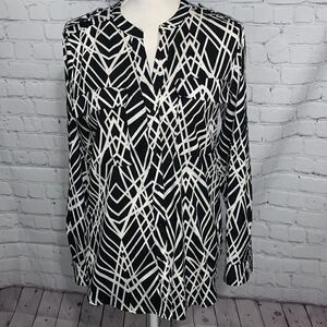 Calvin Klein Blouse - Black White Geometric - S